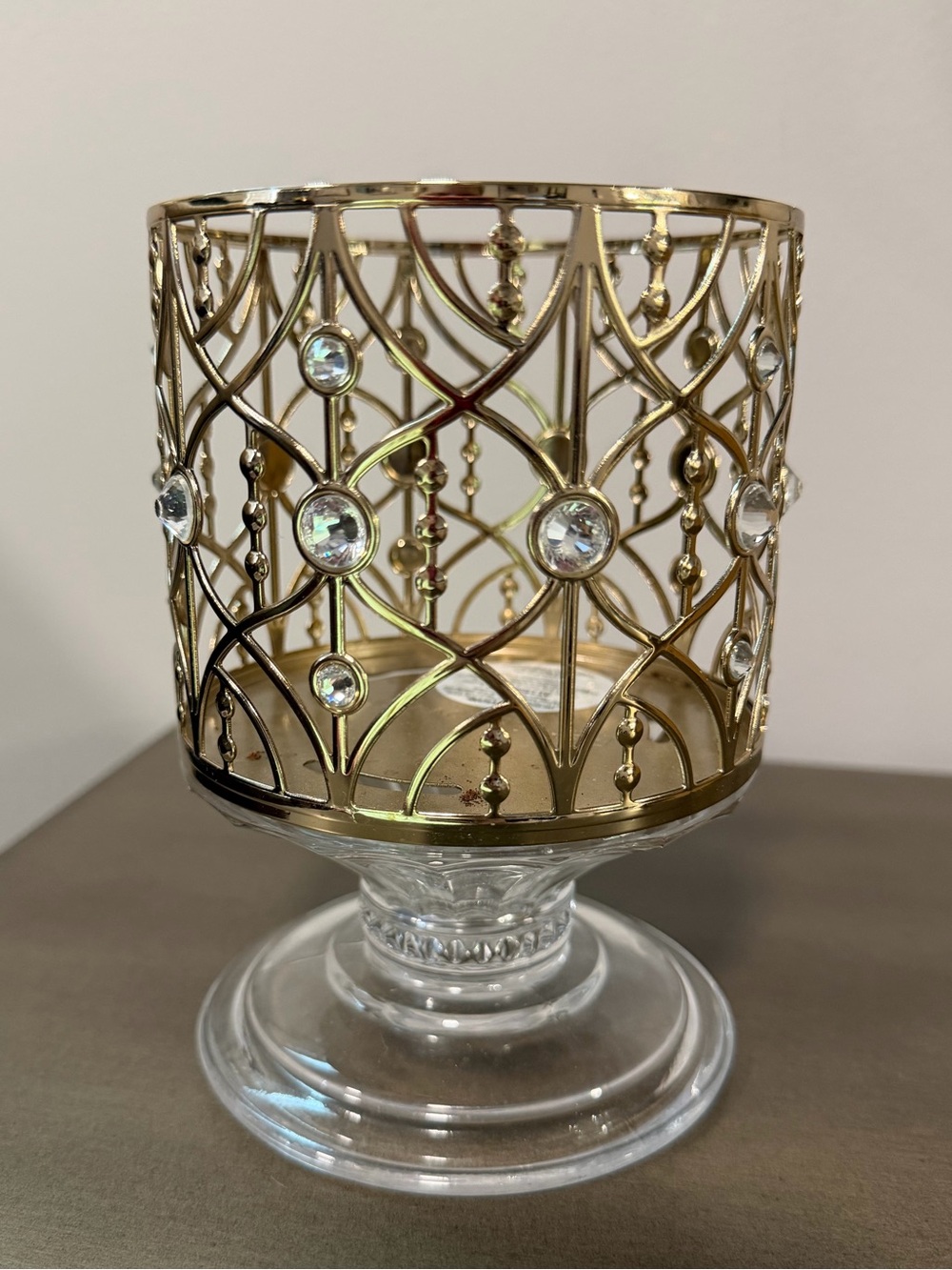Bath & Body Works Gold Gemstone Pedestal Candle Holder
